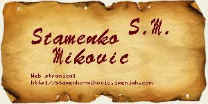 Stamenko Miković vizit kartica